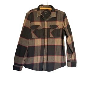 Brixton Mens M Bowery Plaid Flannel Shirt Long Sleeve Heritage Outdoor Utility